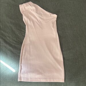 Cream One Shoulder Fitted Cotton Dress